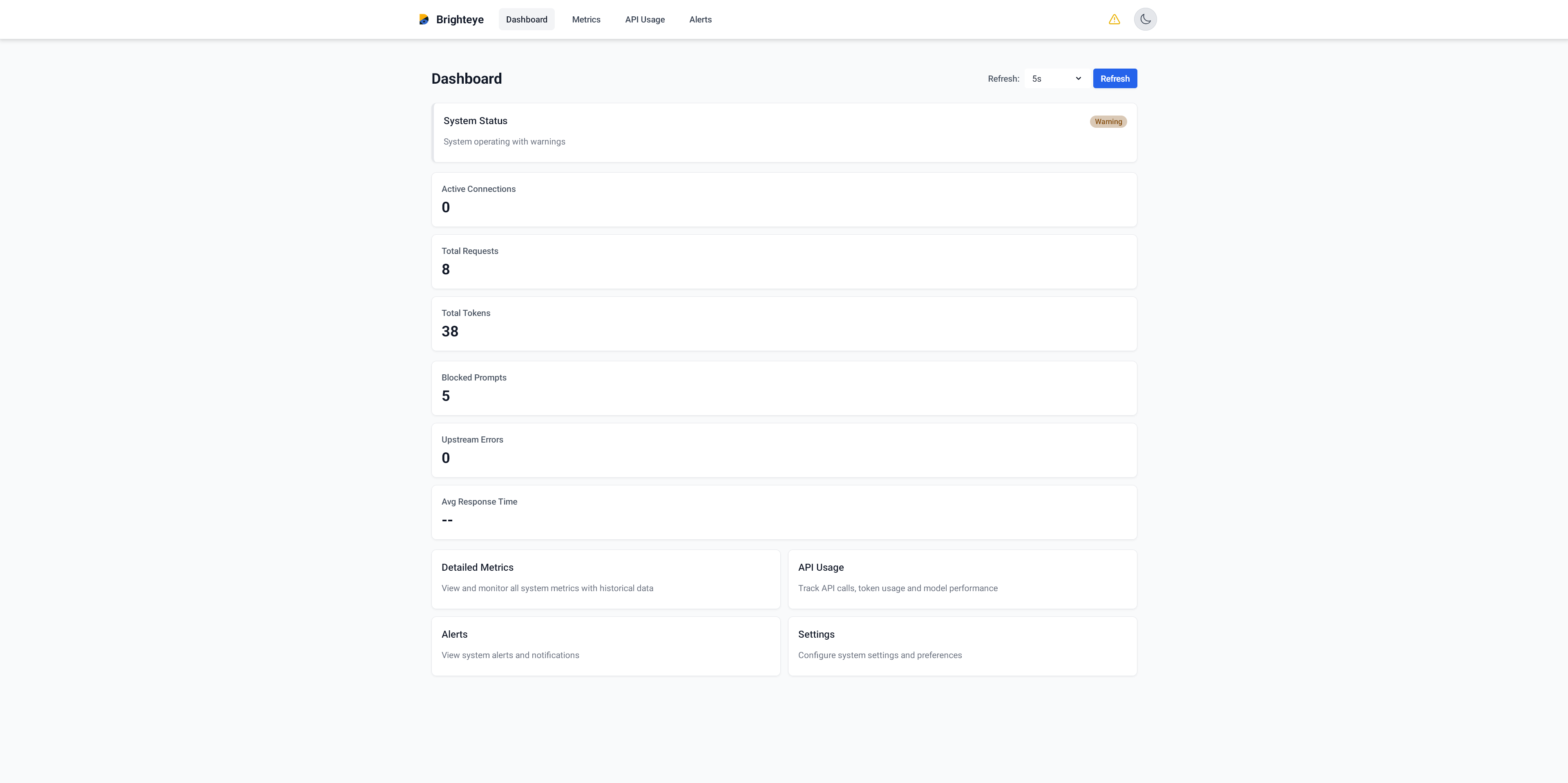 Brighteye Main Dashboard